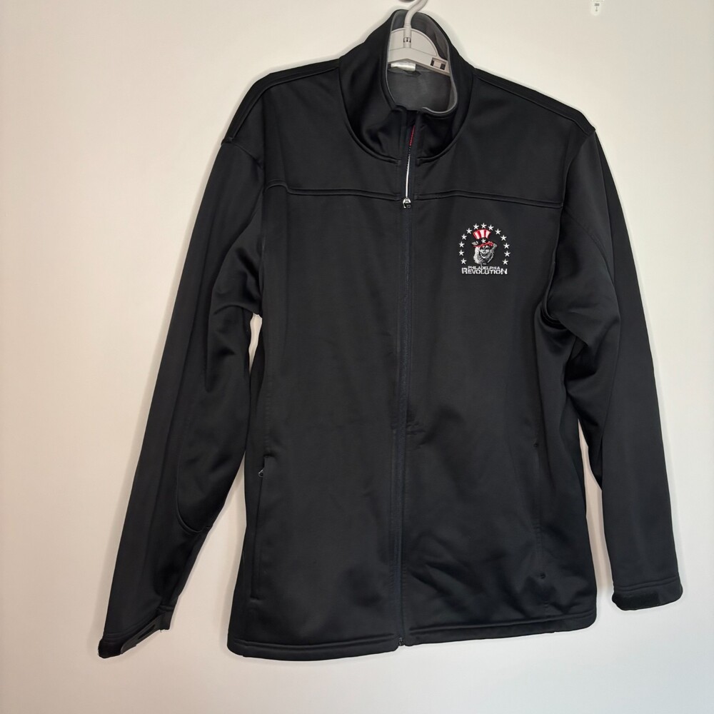 PHILADELPHIA REVOLUTION Full Zip Fleece Lined Jacket Mens XL Black Red THF - Picture 4 of 10